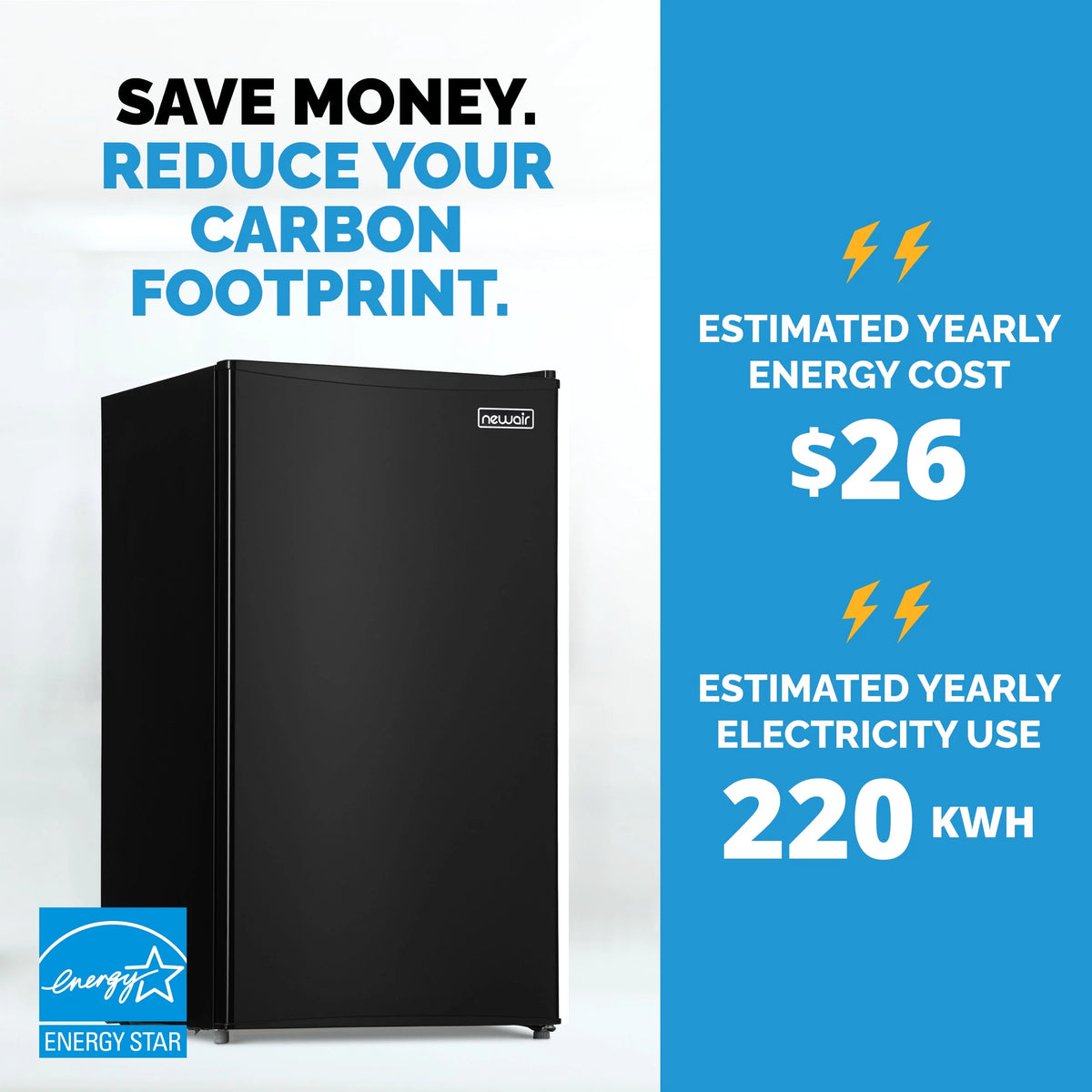 Newair 3.3 Cu. Ft. Compact Mini Refrigerator with Freezer in Black - NRF033BK00