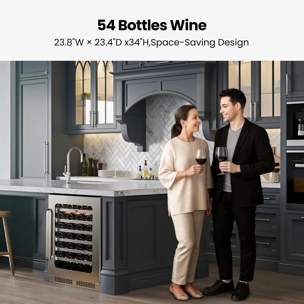 Whynter 24 inch Wine Cooler Refrigerator, 54 Bottle Wine Fridge with Stainless Steel Glass Door
