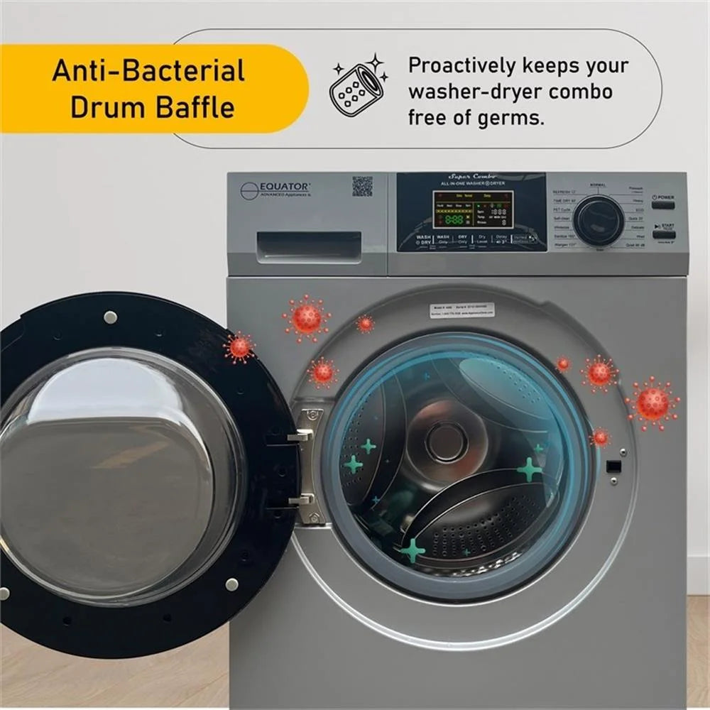 Pemberly Row Pet Compact 110V Vented/Ventless 15 lbs Combo Washer Dryer Silver