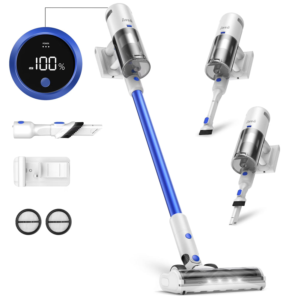 INSE Lightweight Cordless Vacuum with 30Kpa Powerful Suction & 60 Mins Runtime, Stick Vacuum  for Carpet, Tile, Pet Hair, Hardwood Floors