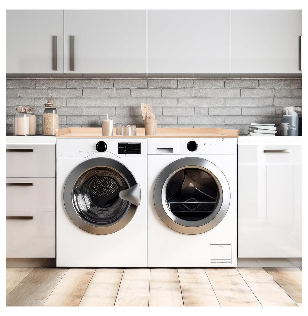 YOSITiuu Washer Dryer 54 inch Countertop with Safety Ledge for Laundry Room Organization, Light Wood, LF-WDCT1C