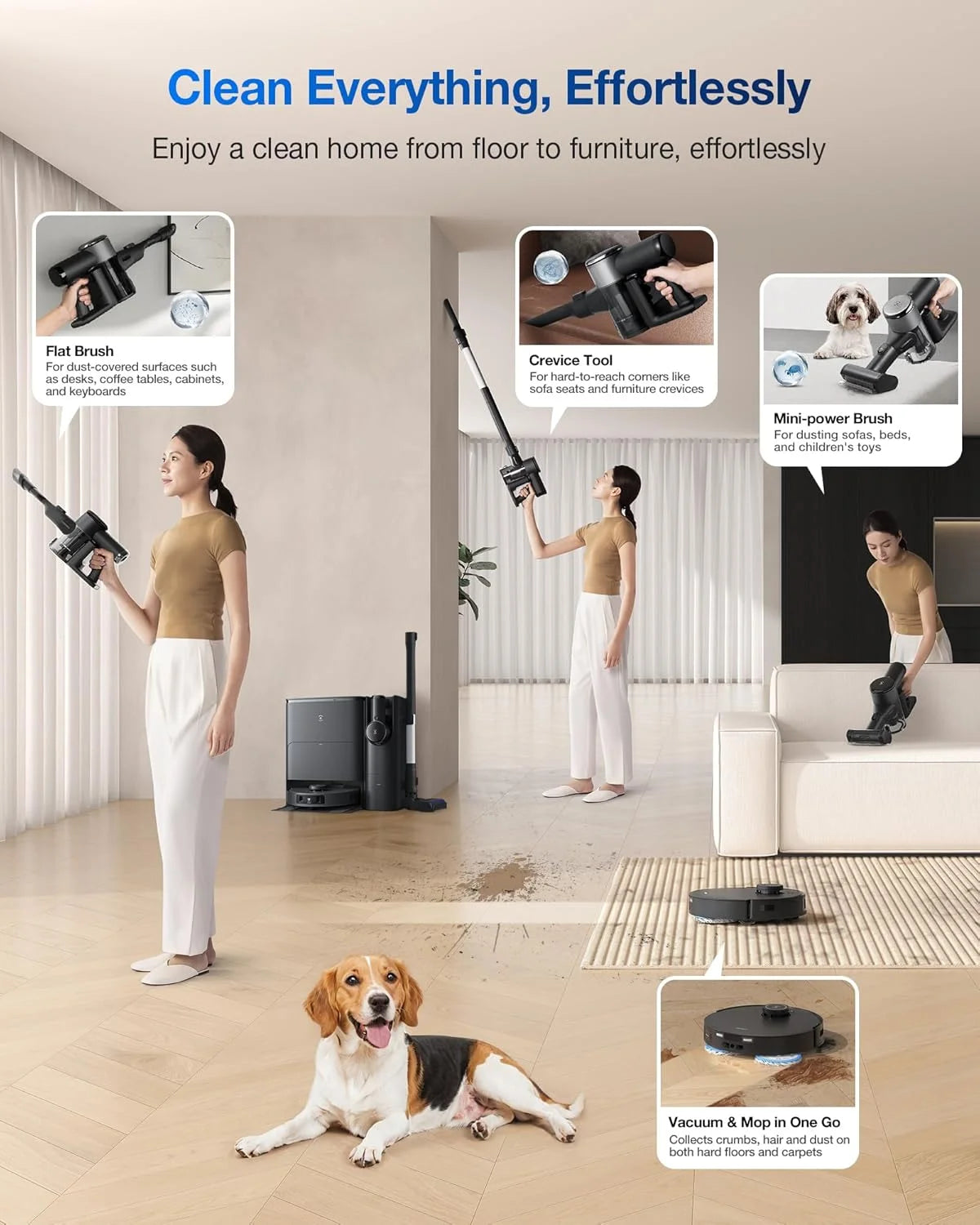 ECOVACS DEEBOT T30S Care Robot Vacuum & Mop - 11000Pa, ZeroTangle, TruEdge Mopping, Self-Emptying, Auto-Mop Lifting