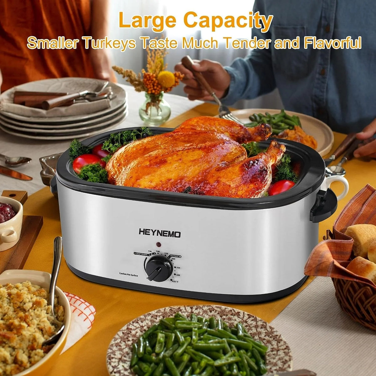 Superjoe 26QT Electric Roaster Oven, Stainless Steel, Self-Basting Lid Removable Insert Pot, Black