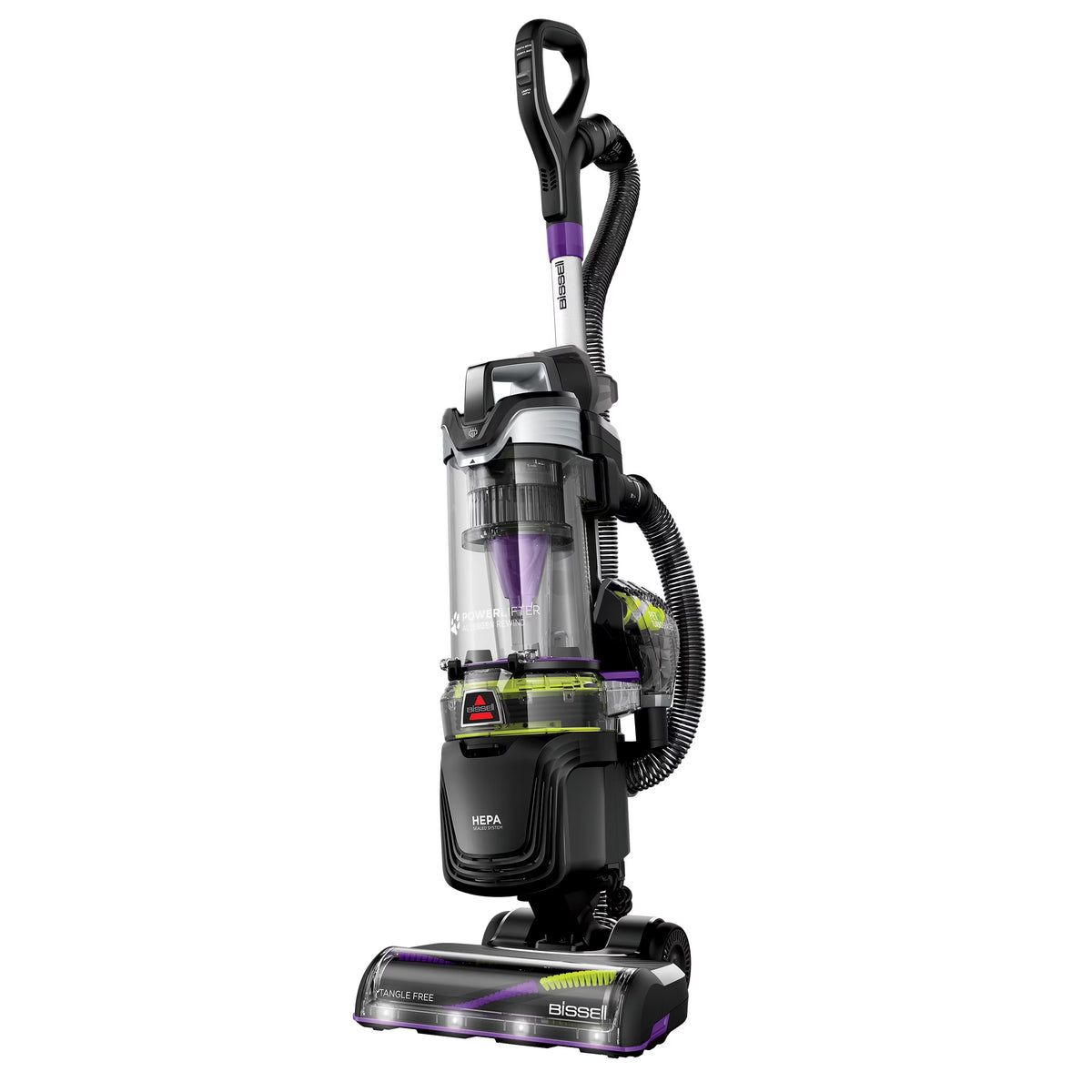 BISSELL Upright Vacuum, PowerLifter Allergen Pet Rewind, Pet Friendly , Bagless, HEPA filter, with Tangle Free Brush Roll, Swivel Steering and LED Headlights, 3404, Black