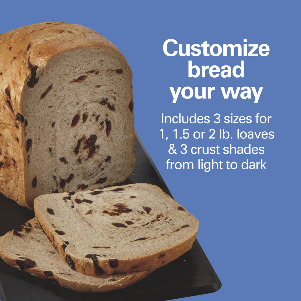 Hamilton Beach 2 lb Bread Maker Machine, Artisan Dough Bread Maker with 14 Settings, Black & Stainless Steel