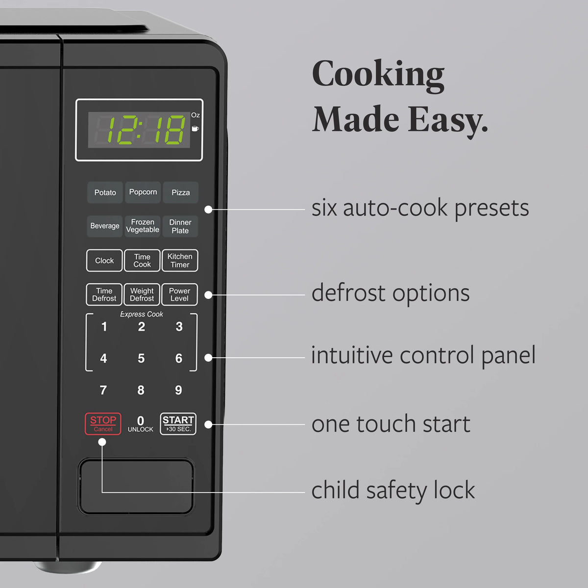 Farberware Countertop Microwave Ov 1100 Watts, 2.2 cu ft - Smart Sensor With LED Lighting and Child Lock - Perfect for Apartments and Dorms - Easy Clean Black Interior, Stainless Steel