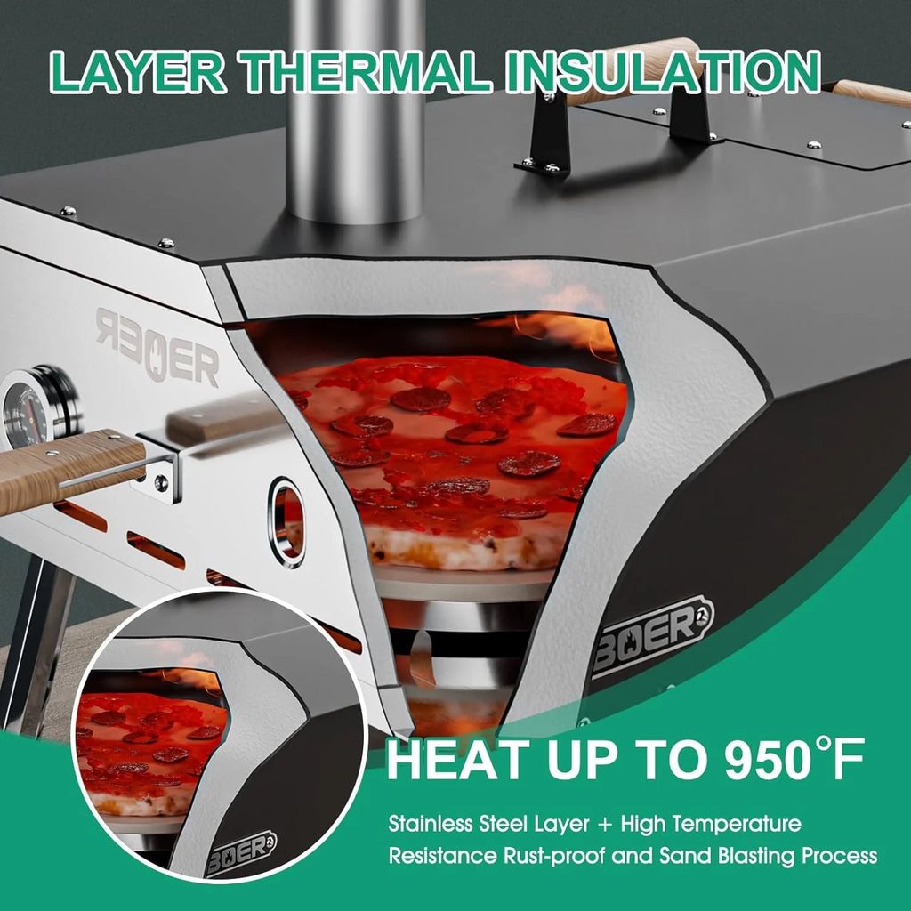 Lilypelle 16�� Dual-Fuel Outdoor Pizza Oven, Portable