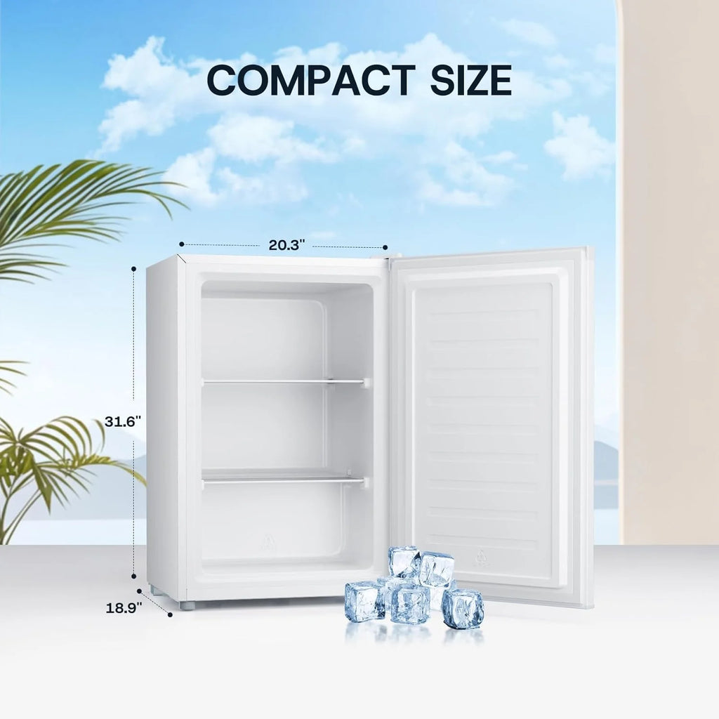 Upstreman 3.0 Cu.ft Compact Upright Freezer, Freestanding Mini Freezer Stainless Steel Single Door Stand Up Freezer with Reversible Door, UP30 White