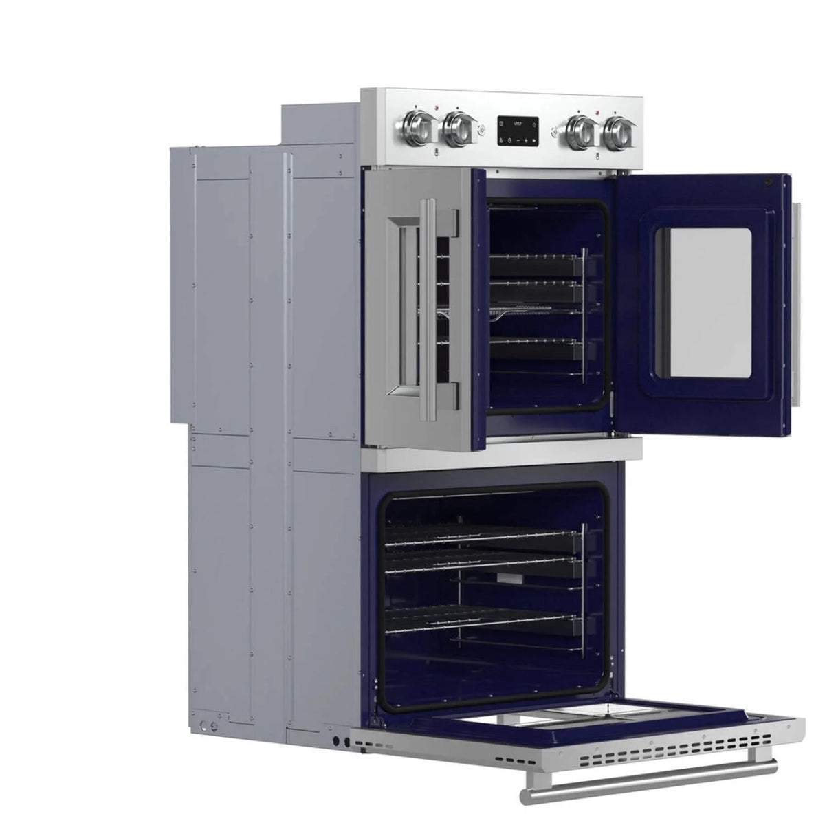 Forno Gallico 30-Inch Electric French Door Double Oven, Stainless Steel, Convection Cooking, Touch Control Panel, Self-Cleaning Function