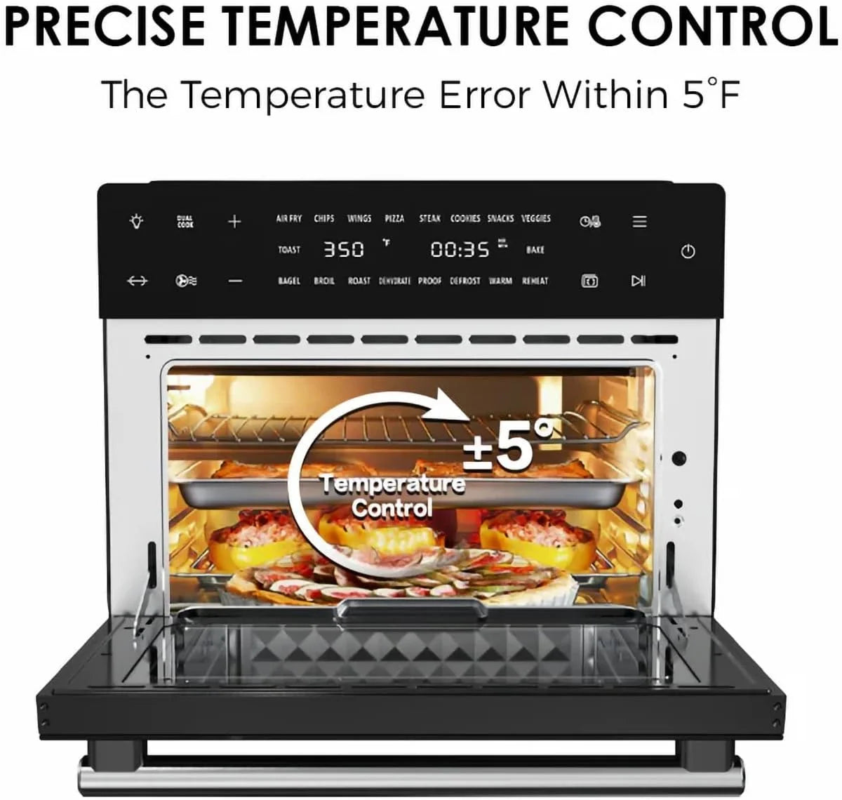 Kitchen in the box 32 QT Air Fryer Oven, 18-in-1 Convection Oven Countertop with Baking, Dehydrate and Rotisserie, 6 Accessories, 1800W, Black