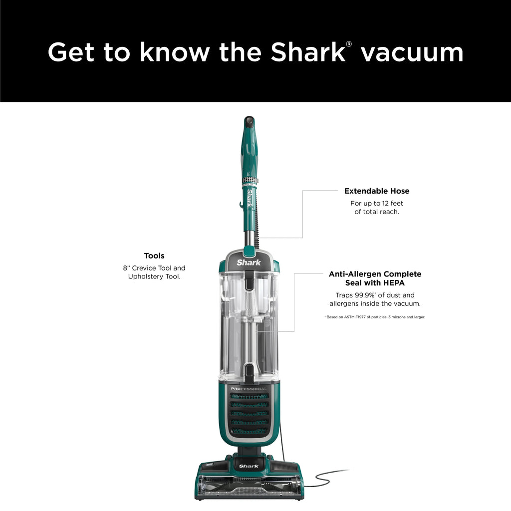 Shark Upright Vacuum, Navigator Swivel Pro Plus, Pet Friendly, Bagless, Powerful Suction, Hard Floor and Carpet, Large Dust Cup, Allergen Control, Swivel Steering, NV250, Green