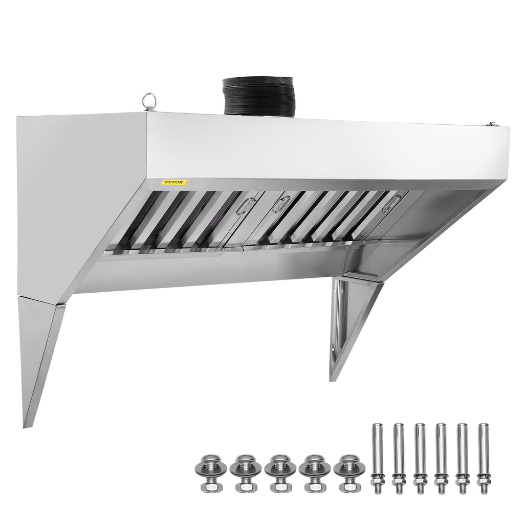 BENTISM Commercial Exhaust Hood 8ft Food Truck Hood Exhaust 201 Stainless Steel