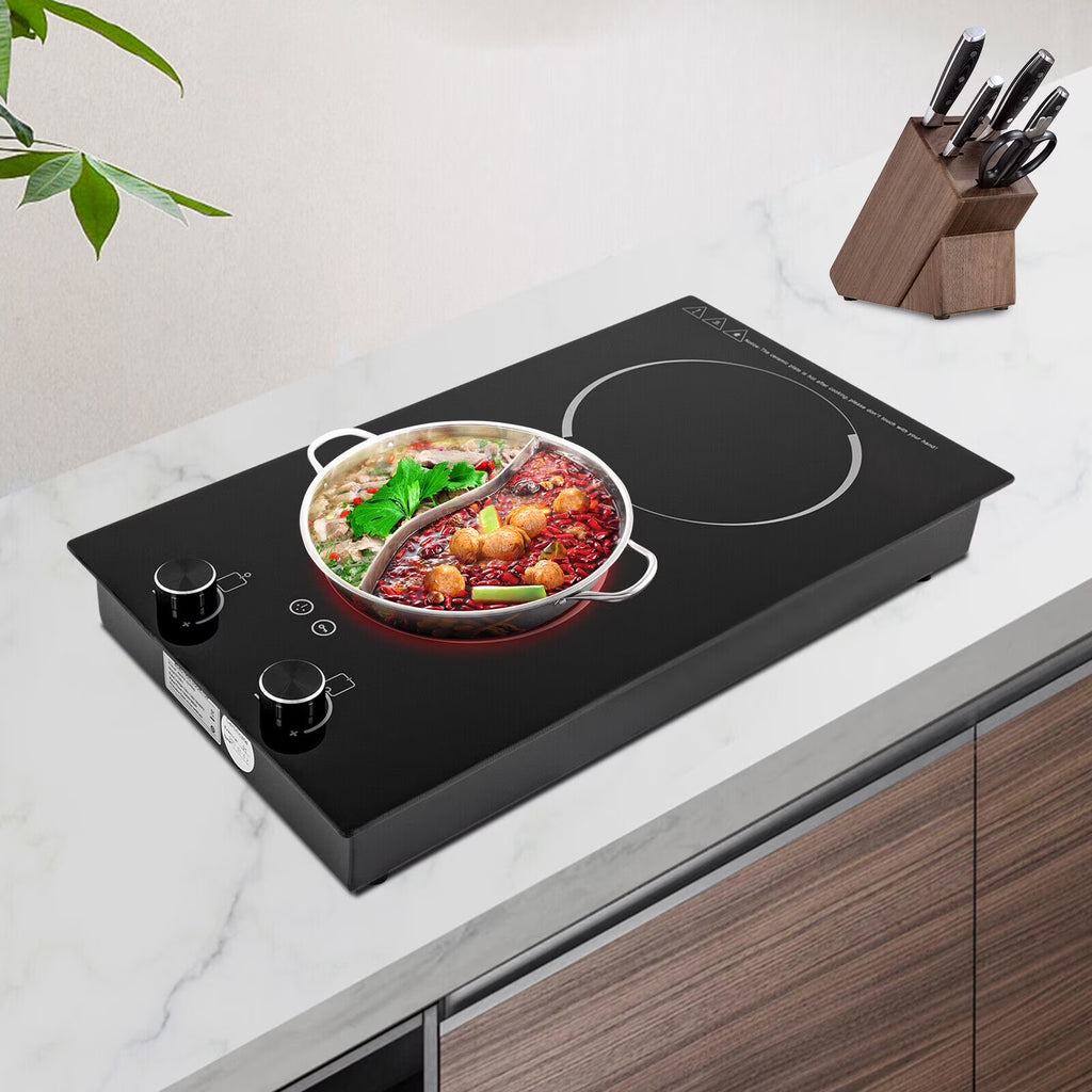 2100W Electric Induction Cooktop Stove Top 2-Burner Touch Control + Child Lock