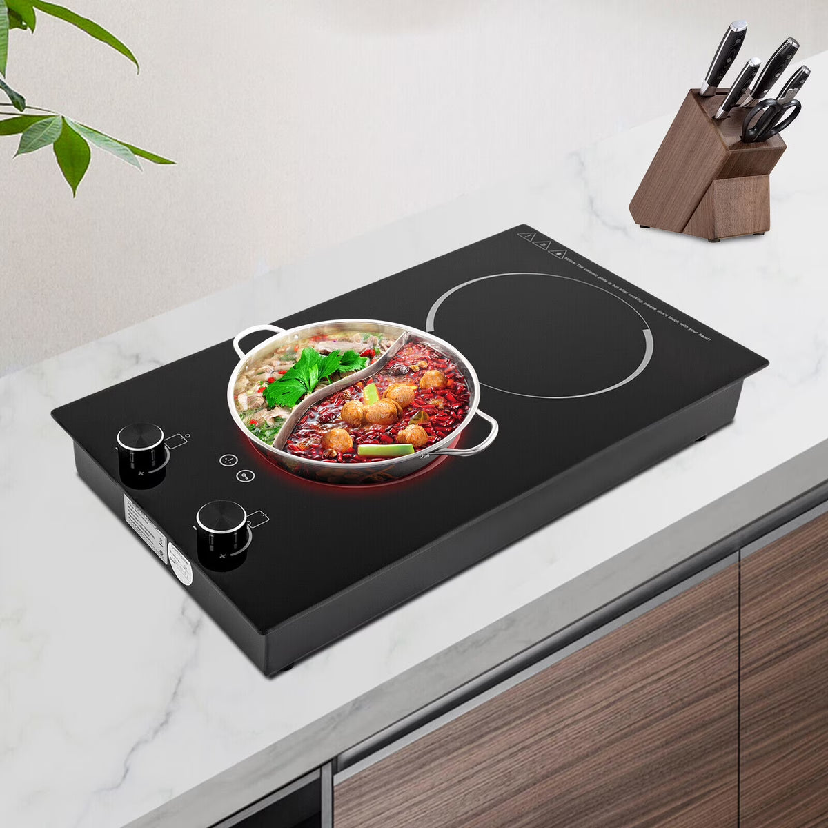 2100W Electric Induction Cooktop Stove Top 2-Burner Touch Control + Child Lock