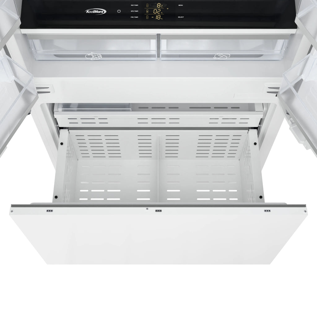 36 In. Panel Ready French Door Refrigerator With Ice maker, water dispenser, Frost Free . 19.6 total cubic feet