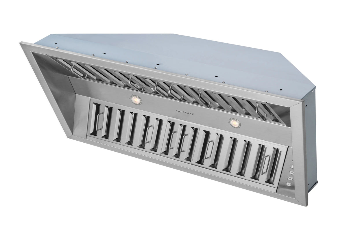 Hauslane | Pro-Style 40�� IN-R300 Built-In Range Hood, 21�� Deep | Low Noise Performance | Contemporary Design, Full-Size Handles, Professional-Grade Baffle Filters & Grease Tray, LED