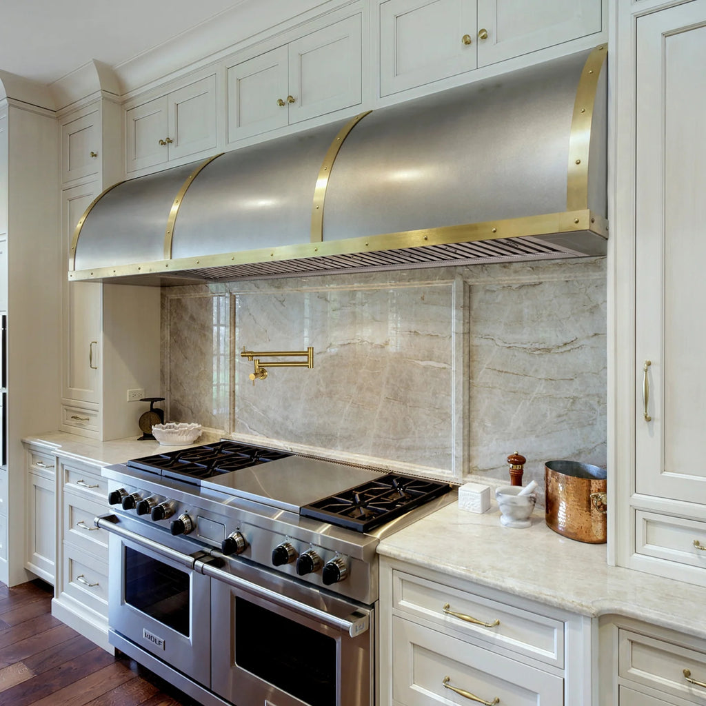 Akicon 48 Inch Range Hood Insert, Stainless Steel 8" Ducted Insert/Built-in Kitchen Vent Hood with 1200 CFM Suction, Dimmable LED Lights and Dishwasher Safe Filters, 4 Speed-Cool White