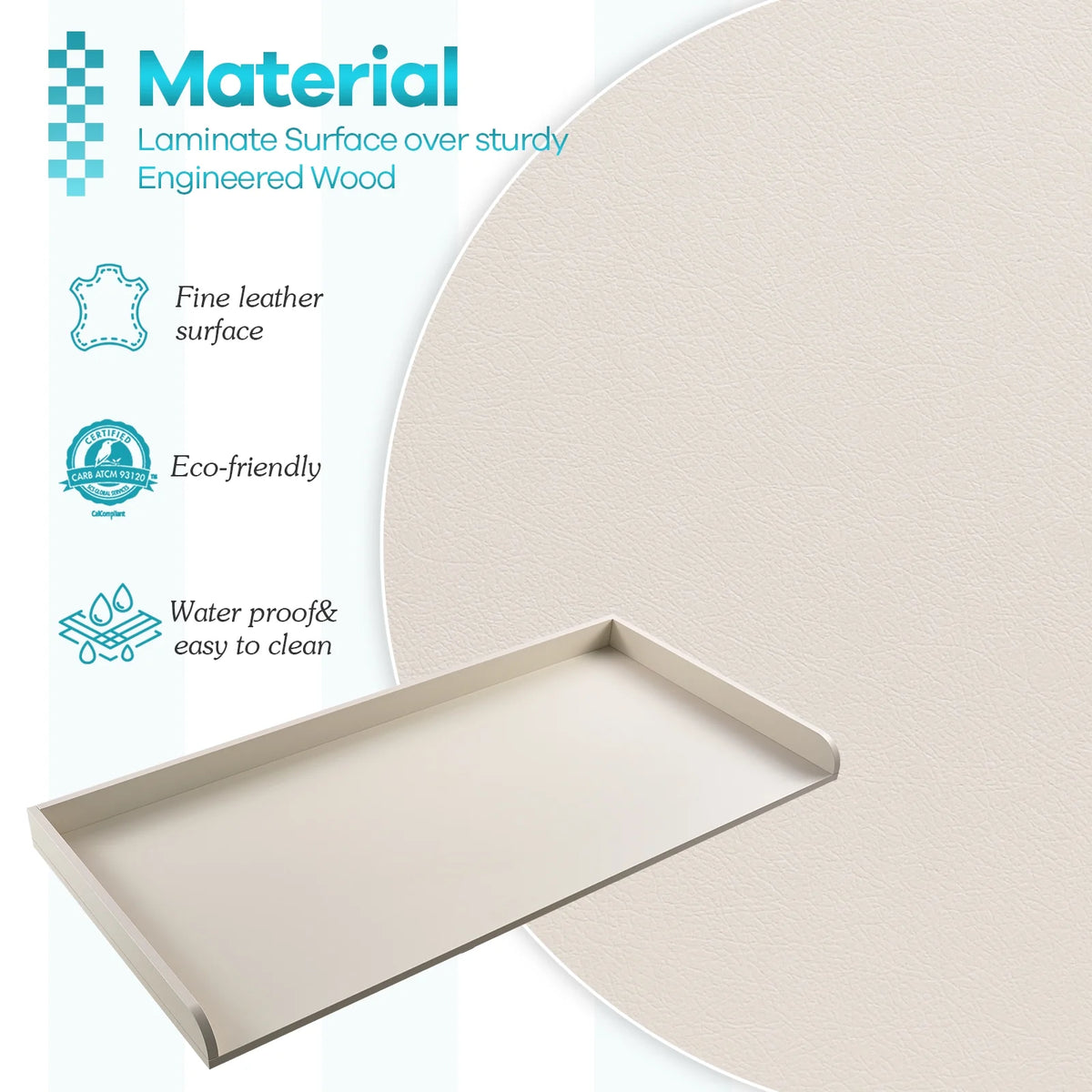 Kaboon Washer Dryer Countertop with Edge Rails, 27.5" x 54", Light Walnut
