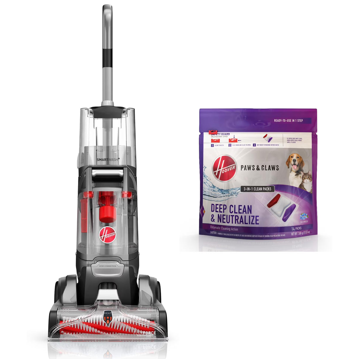 Hoover SmartWash Essentials Automatic Upright Carpet Cleaner Machine, for Carpet & Upholstery, Quick Dry Mode, Upholstery Tool Attachment, FH52110