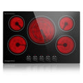30in 5-Burner Built-In Electric Cooktop 9000W, Knob Control Ceramic Stove Easy Clean, No Radiation Family-Safe