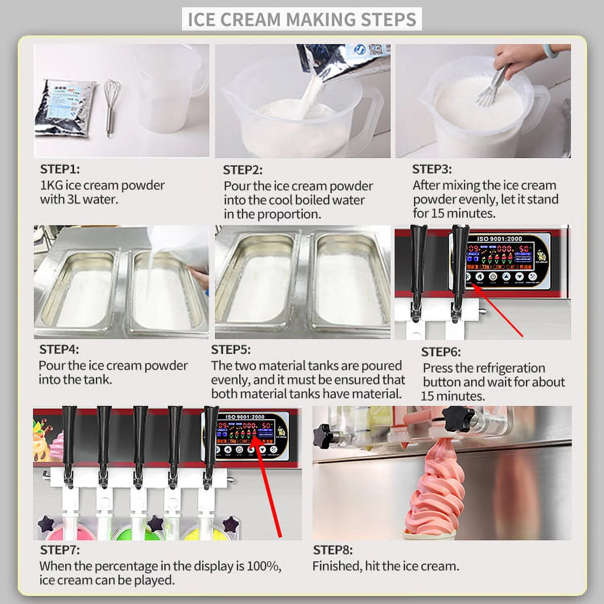 Kolice Countertop Yougurt 3 Flavors Soft Serve Ice Cream Machine-Upper Tanks Refrigerated,ETL Certificate