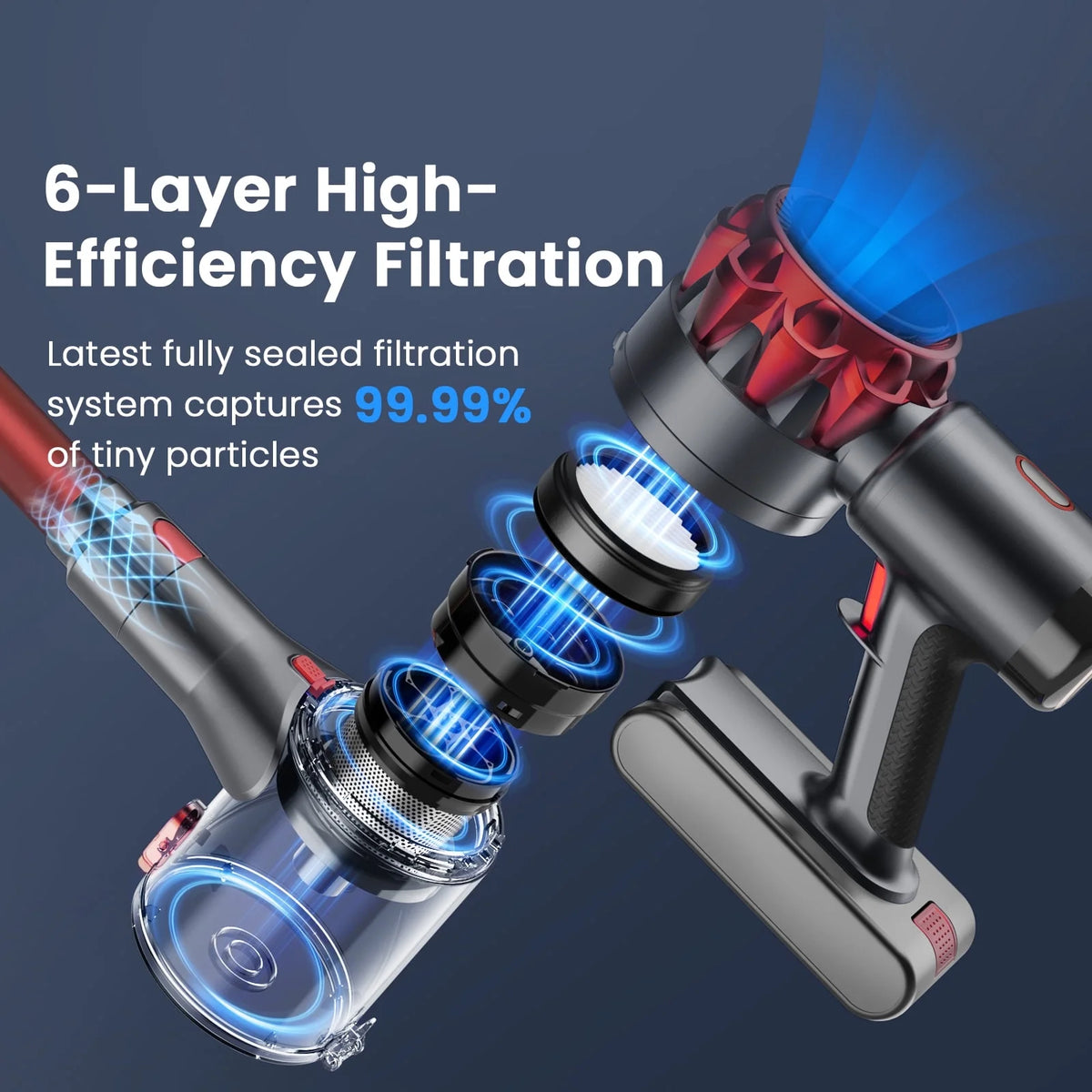 Cordless Vacuum Cleaner, 350W 35Kpa Powerful Stick Vacuum, with LED Display Free-Standing Vacuum Cleaners for Home Pet Hair Carpet Hard Floor S3 (Purple)