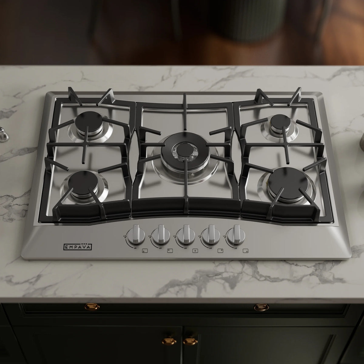 Empava 30 in. Gas Stove Cooktop with 5 3rd Gen Italy Sabaf Sealed Burners in Stainless Steel , EMV-30GC21