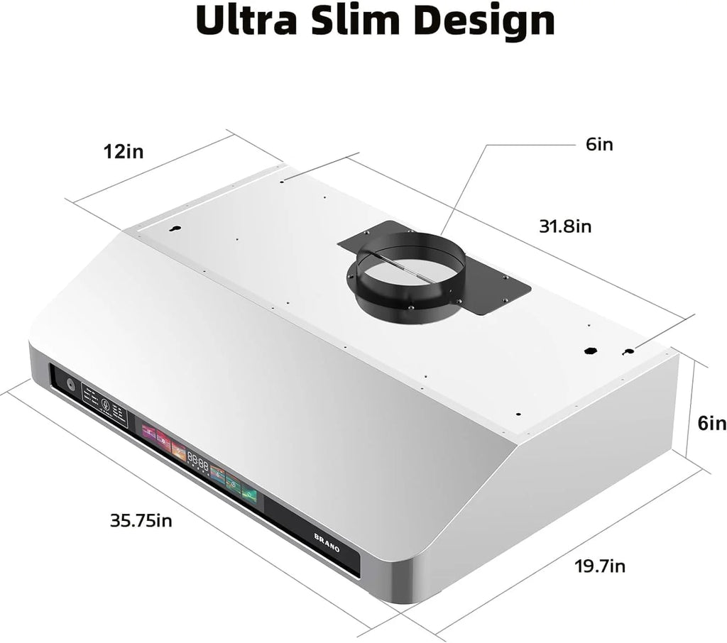 30 Inch Under Cabinet Range Hood with Voice/Gesture/Touch Control, 900 CFM Kitchen Vent Hood with 4-Speed Exhaust Fan, Stainless Steel Stove Hood with LED Lights, Baffle Filters