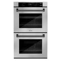 ZLINE 30 in. Autograph Edition Professional Convection Double Wall Oven with Air Fry and Self Clean in Stainless Steel with Matte Black Handles (WADZ-30-MB)