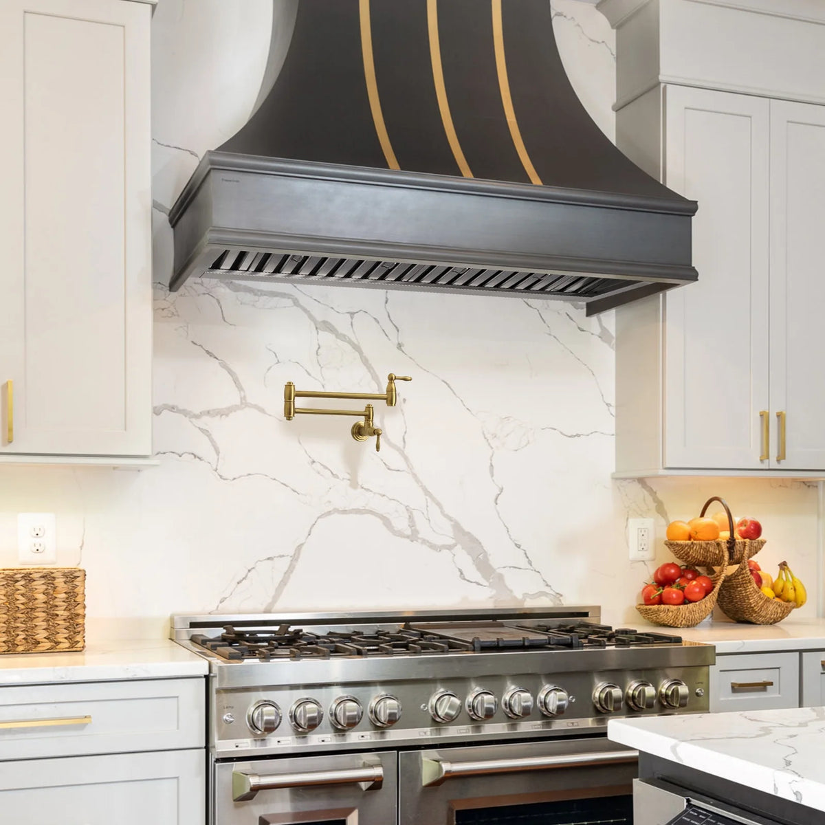 Akicon 48 Inch Range Hood Insert, Stainless Steel 8" Ducted Insert/Built-in Kitchen Vent Hood with 1200 CFM Suction, Dimmable LED Lights and Dishwasher Safe Filters, 4 Speed-Cool White
