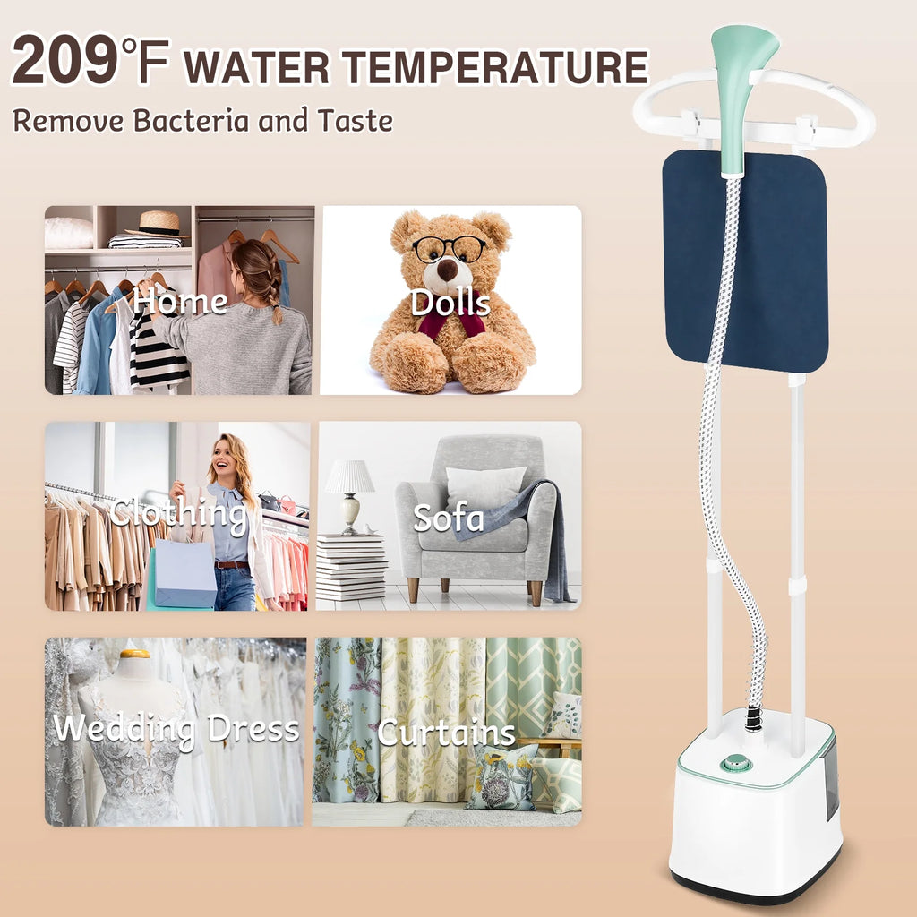 Advwin 2000W Garment Steamer for Clothes Standing, 10 Steam Levels, 2.7L Water Tank, Commercial and Household Use (Gold)