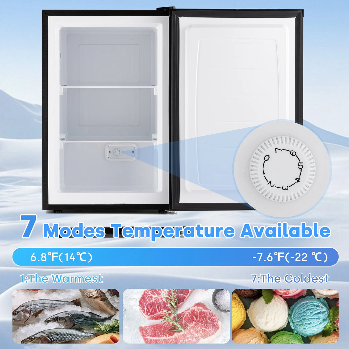 Dimedeal 1.8 Cu.ft Compact Chest Freezer with 7-Level Temperature Control