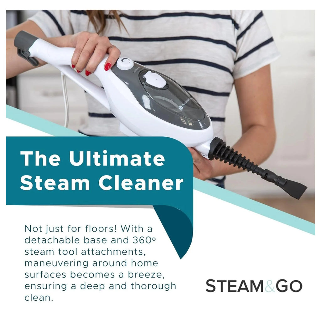 WDNMD9418 10-in-1 Steam Mop - Floor Steamer with Chamber and Detachable Handle for Tile Grout, Clothes, Furniture, Hardwood, Upholstery, & Carpet, Handheld Steam Cleaner for Home Use