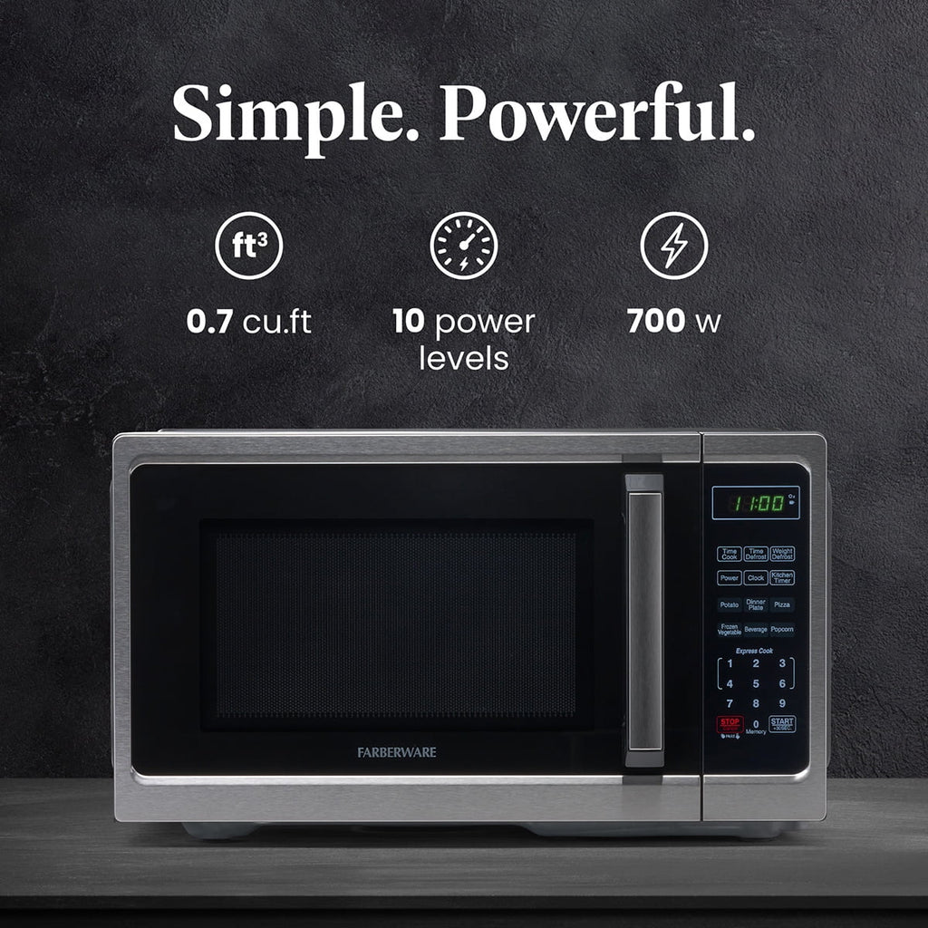Farberware Classic 0.9 Cu. Ft 900-Watt Microwave Oven, Stainless Steel