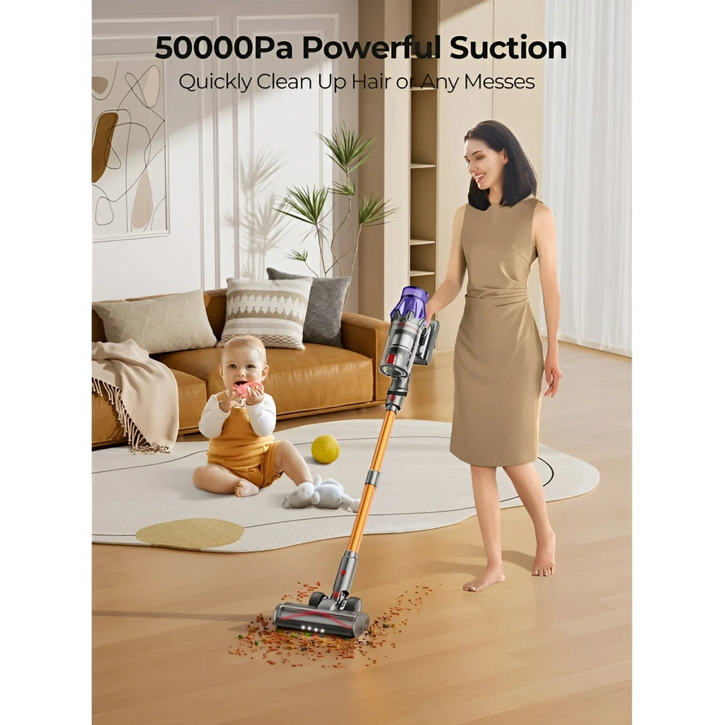 Laresar Cordless Vacuum, Real 50kPa Suction, 500W Motor, 60min Runtime, Quiet, Premium Build for Pets & Floors