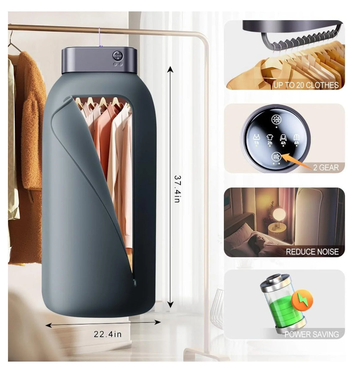 Portable Clothes Dryer Mini Clothes Dryer Save Space Folding Compact Dryer Machine With Dry Bag For Laundry Electric Portable Dryer For Camping ��Business Trip�� Travel ��Home And Apartment Grey