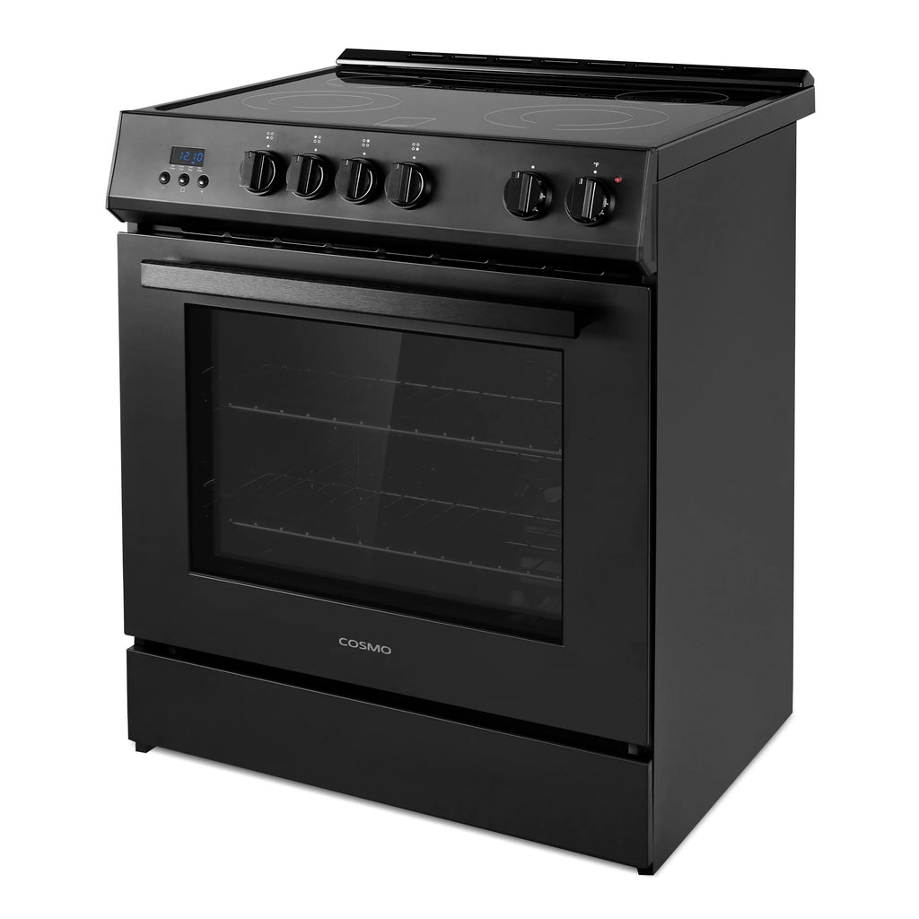 Cosmo 30 in. Stellar Collection 5.0 cu. ft. Electric Range, 4 Burners, Convection Oven in Matte Black