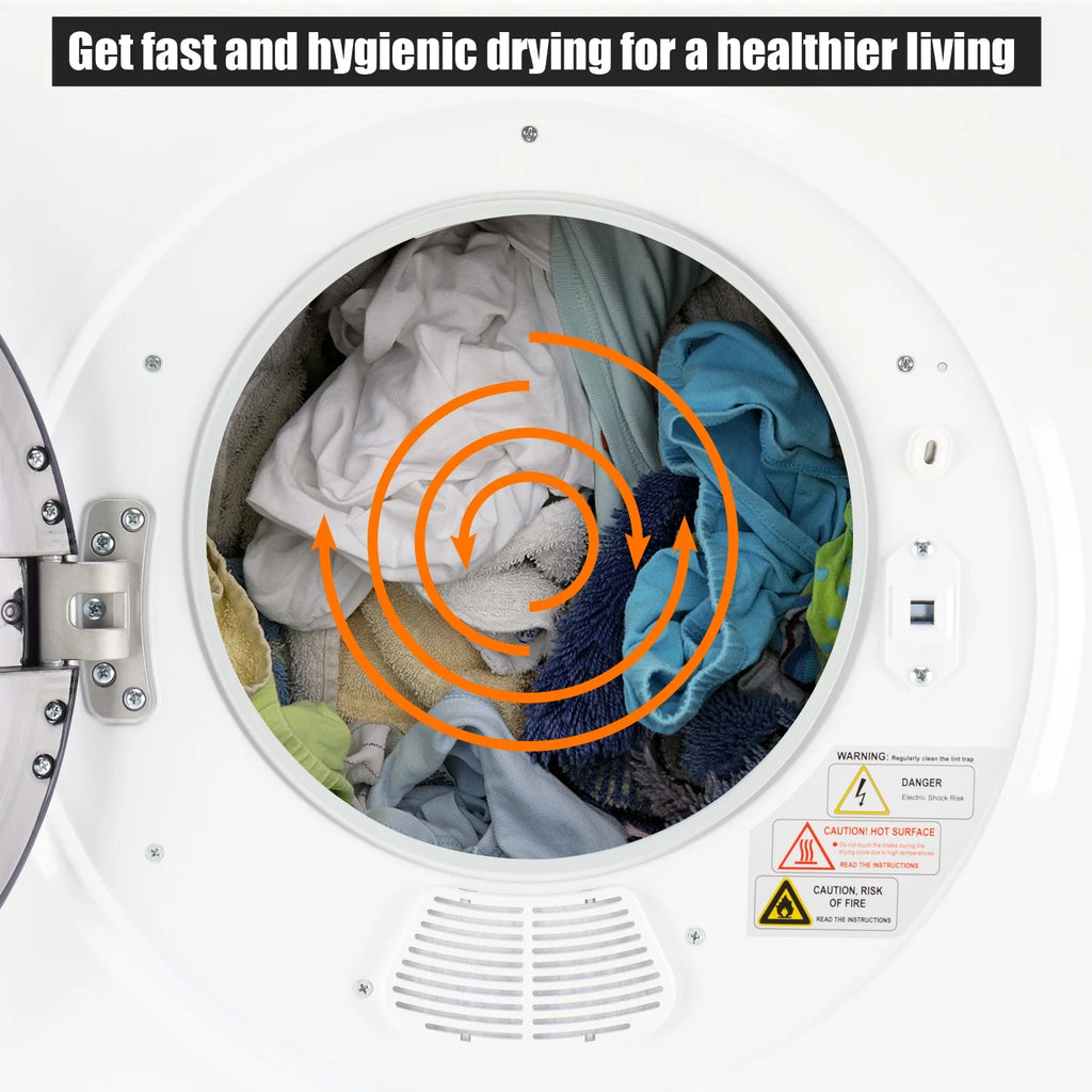 GYM25-78 Compact Portable Household clothes Dryer 1.6cuft with Stainless Steel Drum Black and White 120V MECHANICAL Control ETL Certification