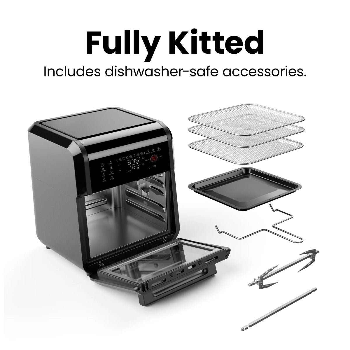 Chefman Multifunctional Digital 10 Qt. Air Fryer+ Rotisserie, Fry, Roast & Bake, 17 Presets - Black