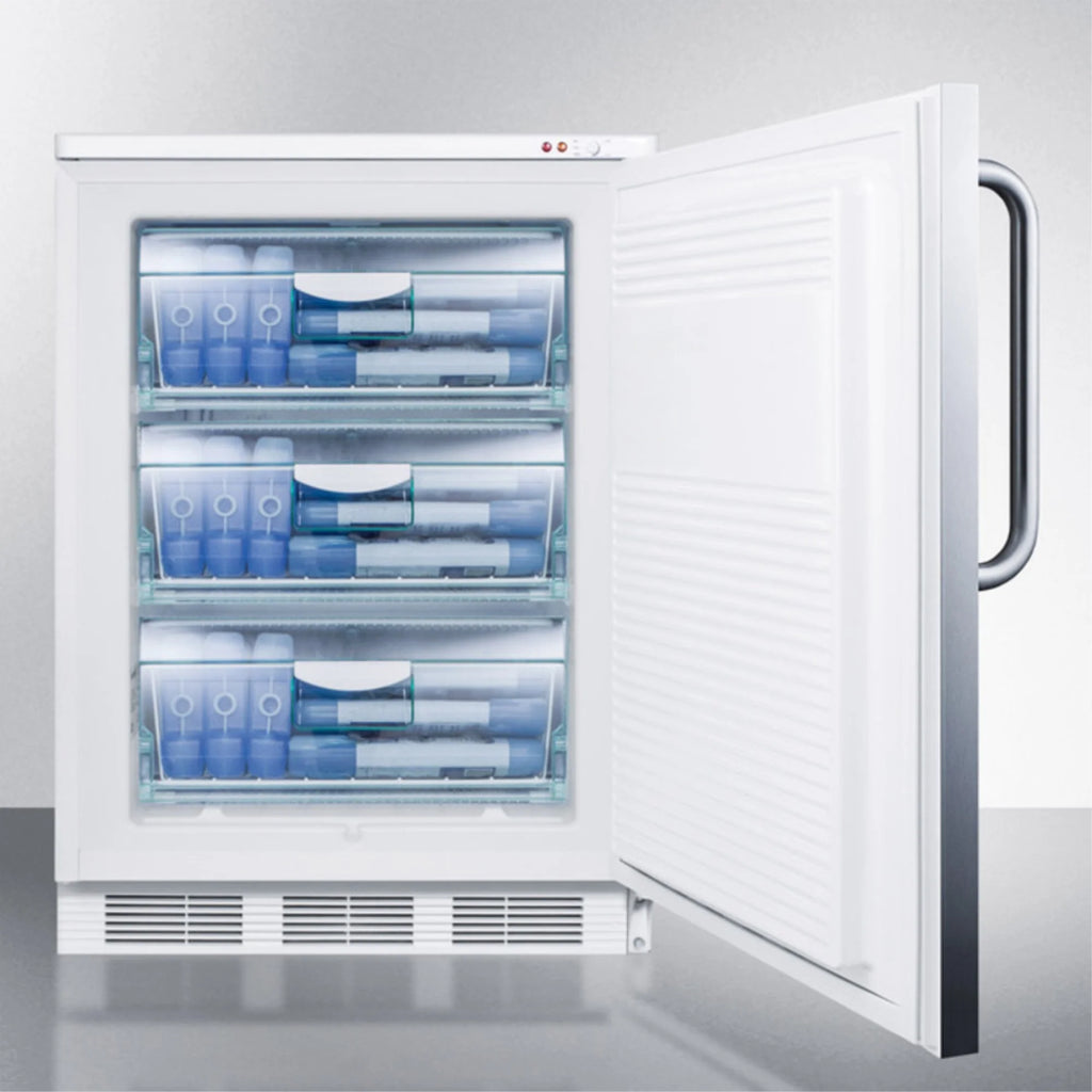 Summit Appliance 2.5 cu ft Medical built-in- under- counter Manual Defrost Upright Freezer, Stainless Steel