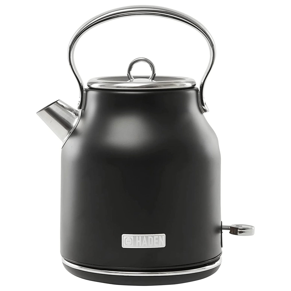 Haden Heritage 1500 1.7 Electric Kettle, Matte Black Finish with Copper Accents