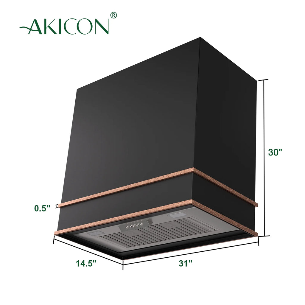 Akicon Range Hood 30 Inch, 600 CFM Ducted Vent Hood, Stainless Steel Box Kitchen Hood with 2 LED Lights, Removable Baffle Filters, Stove Hood Vent for Kitchen, 3 Speeds, Wall Mounted (AK-HS30HB-JBC)