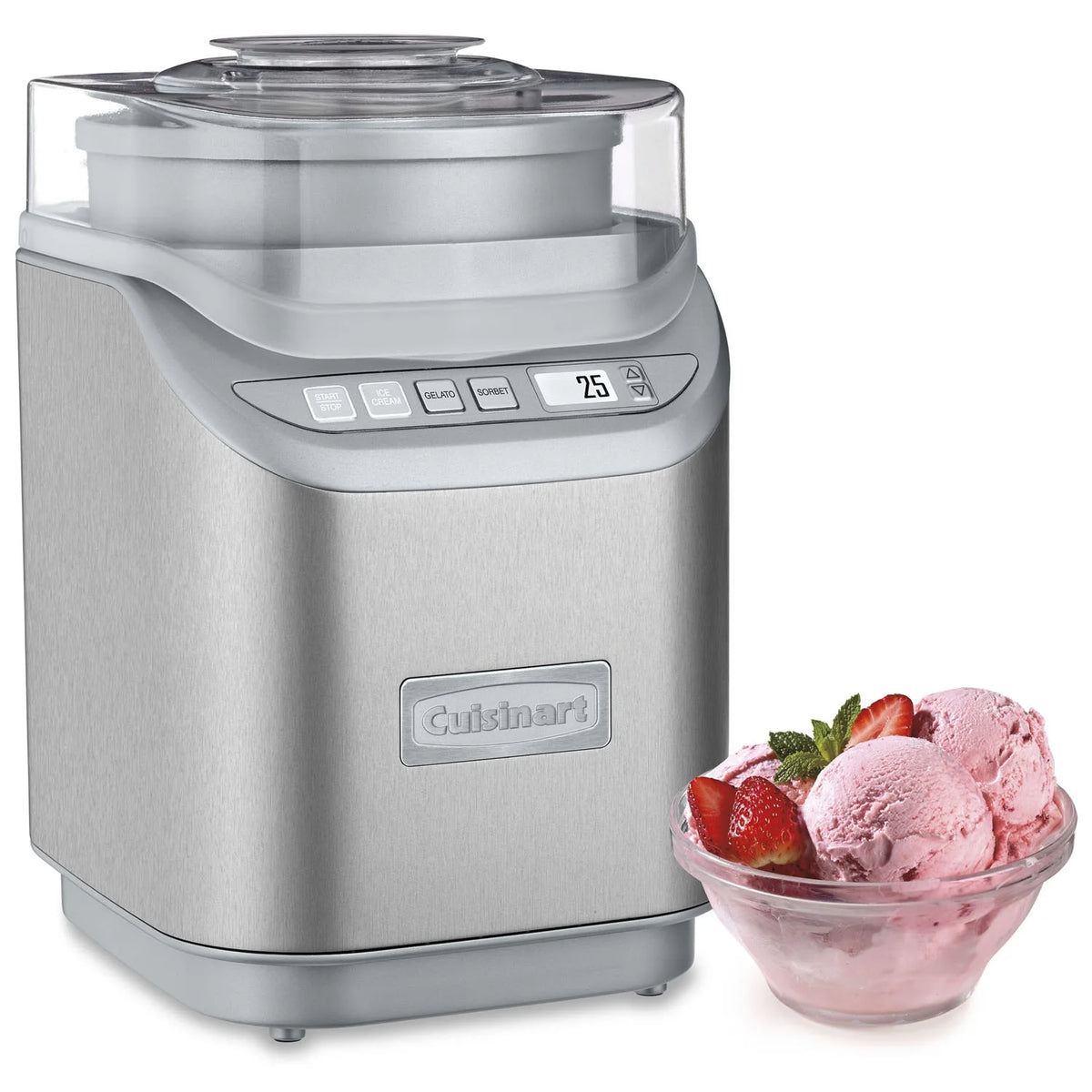 Cuisinart ICE-70 Electronic Ice Cream Maker, Brushed Chrome + Smart Stick Hand Blender