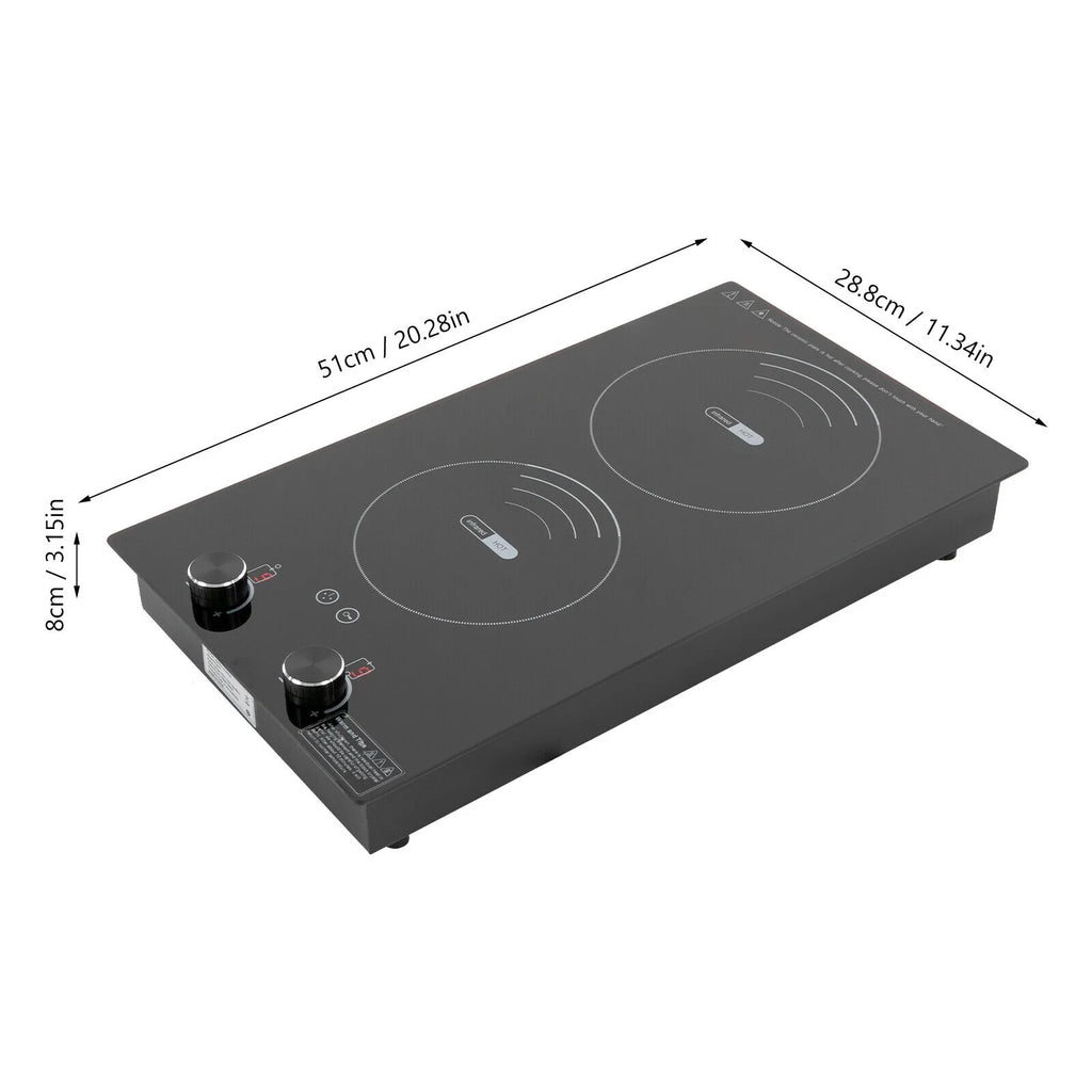 Electric Hob Cook Top Stove 110V Induction Cooktop 2 Burners Ceramic Cooktop