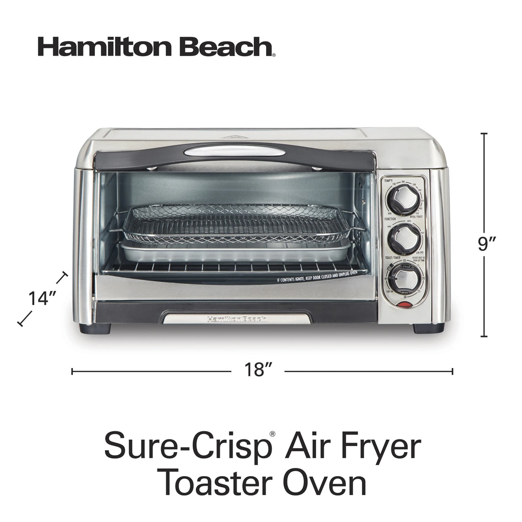 Hamilton Beach 6 Slice Countertop Toaster Oven with Sure-Crisp Air Fryer Function, Stainless Steel
