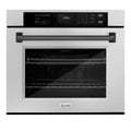 ZLINE 30 in. Autograph Edition Professional Convection Single Wall Oven with Air Fry and Self Clean in DuraSnow Stainless Steel with Matte Black Handle (WASSZ-30-MB)