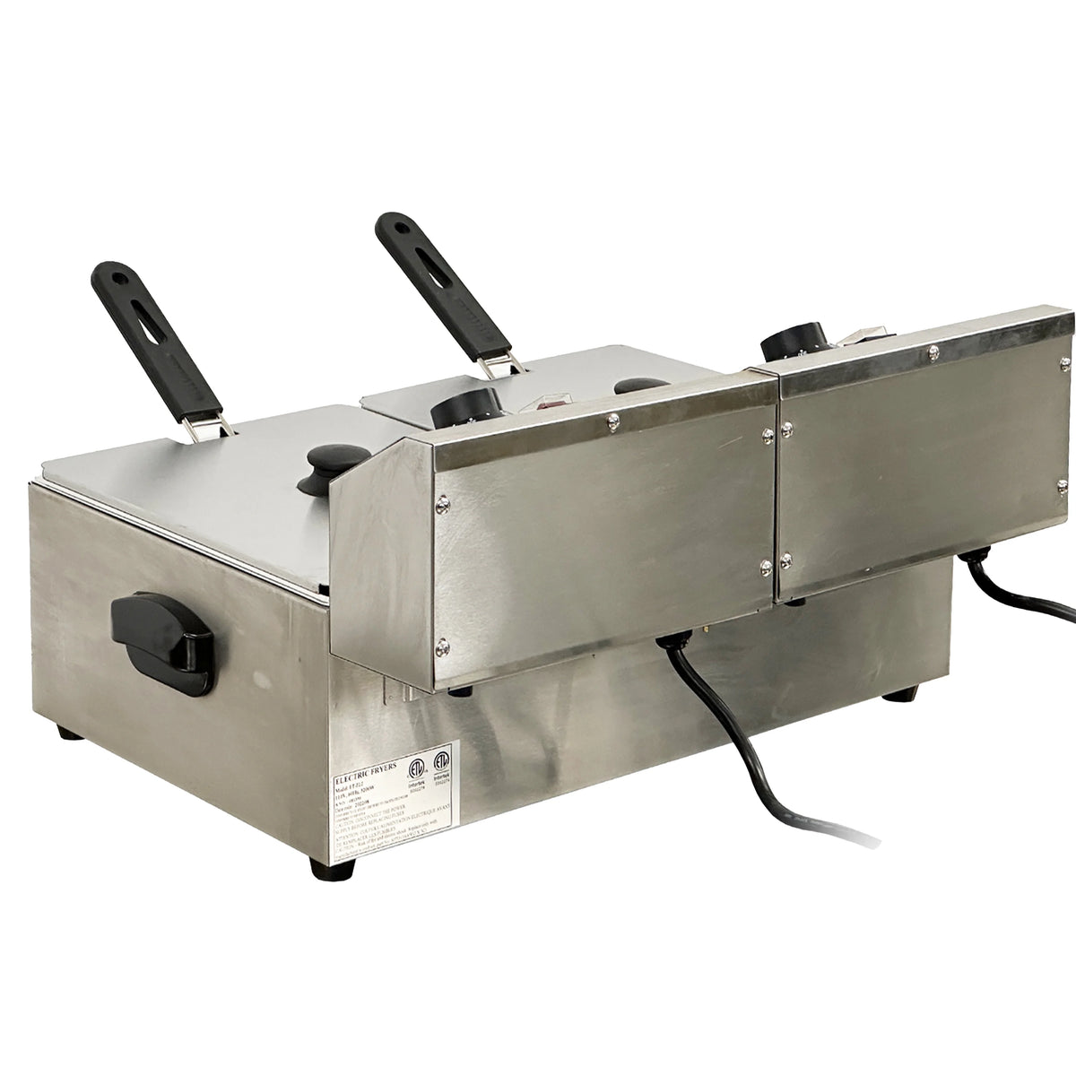 NSF 3500W Commercial Electric Countertop Fryer, Stainless Steel Commercial Deep Fryer, Dual Tank 12L
