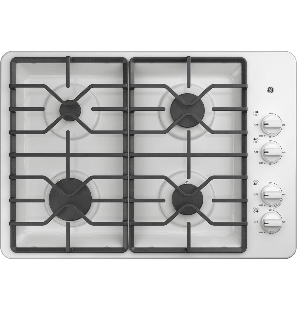 GE? Appliances 30" Built-In Gas Cooktop model JGP3030DLWW white 4 3/4 Hx 30 W x 21 D