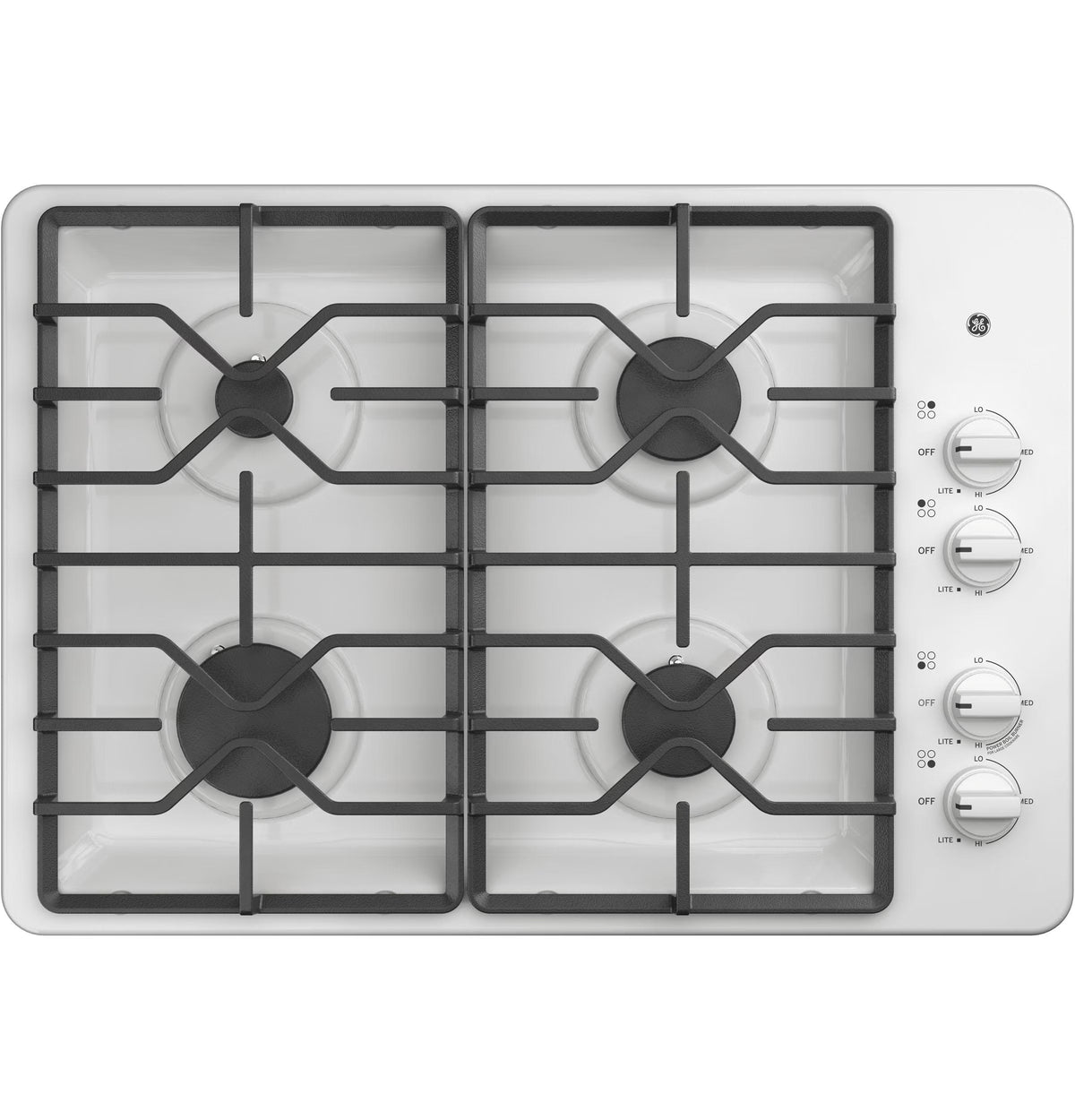 GE? Appliances 30" Built-In Gas Cooktop model JGP3030DLWW white 4 3/4 Hx 30 W x 21 D