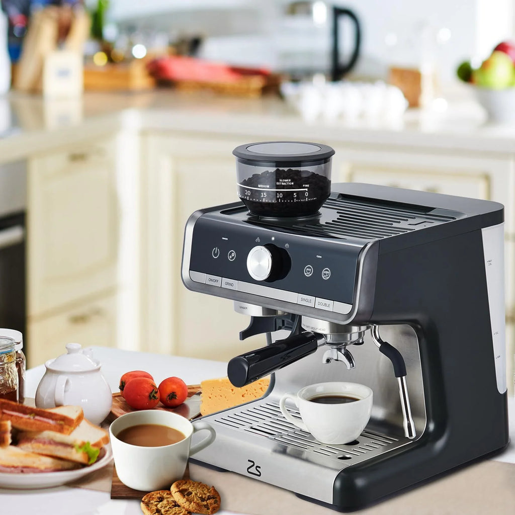 RIEDHOFF Semi-Automatic Espresso Machine with Grinder, Professional Espresso Maker with Milk Frother Steam Wand, 20 Bar Barista Cappuccino Machine